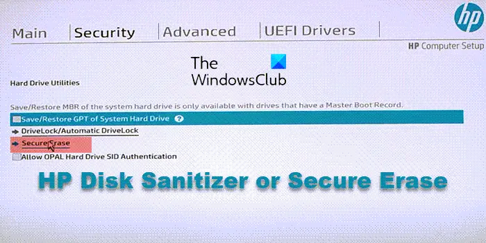 HP Disk Sanitizer or Secure Erase