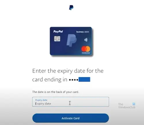 How to activate PayPal Cash on MasterCard - Enter expiry date