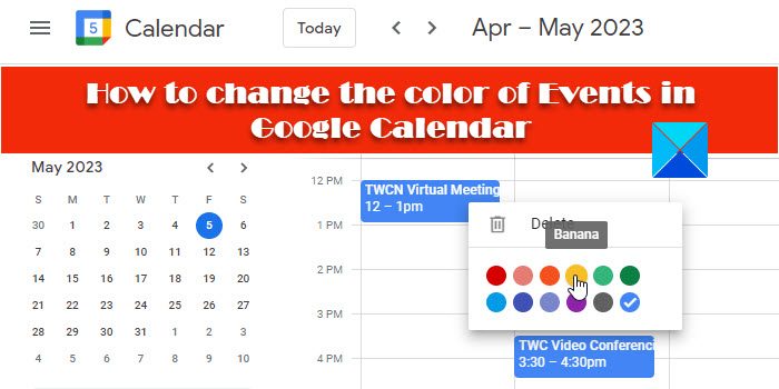 How to change the color of Events in Google Calendar