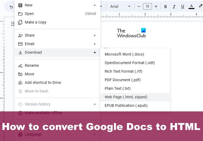How to convert Google Docs to HTML
