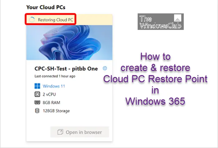 How to create & restore Cloud PC Restore Point in Windows 365