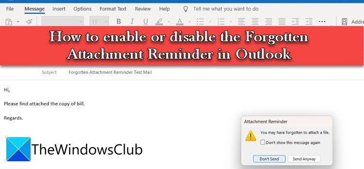 How to enable or disable the Forgotten Attachment Reminder in Outlook