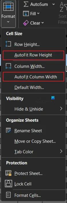 How to make Excel cells fit text - autofit width or height