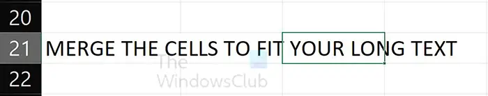 How to make Excel cells fit text - merge cells - text before merge - cell showing