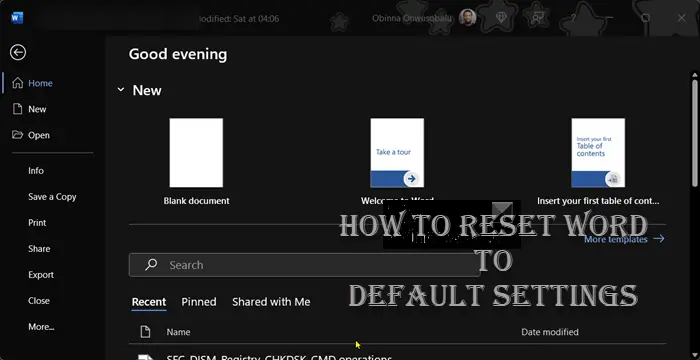 How to reset Word to default settings in Windows 11 