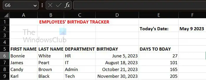 How to subtract a date from today in Excel - future date - complete