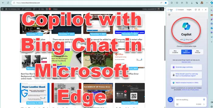 Copilot with Bing Chat in Microsoft Edge