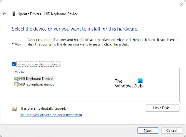 Install other available keyboard driver