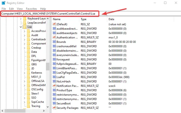 Local Security Authority Protection not registering a system restart