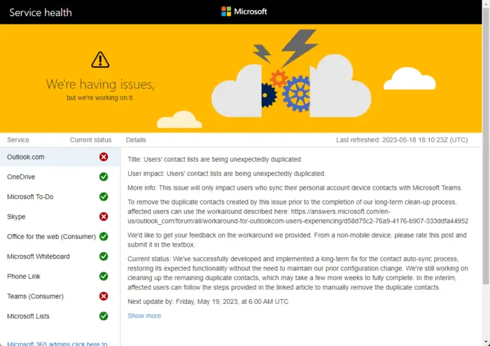 Microsoft Servers and Account Status