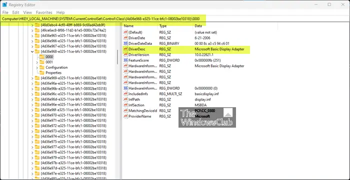 Modify the DriverDesc registry key