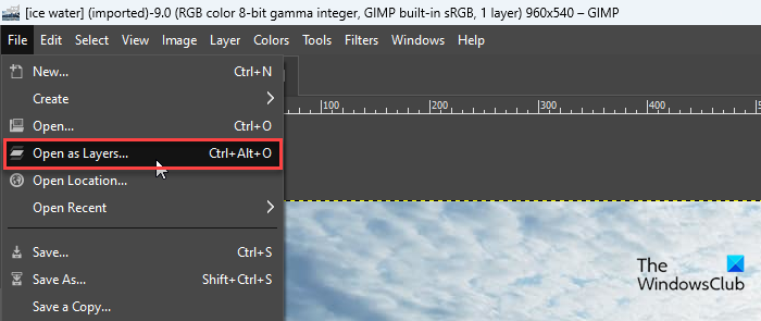 Open Image as Layer option in GIMP