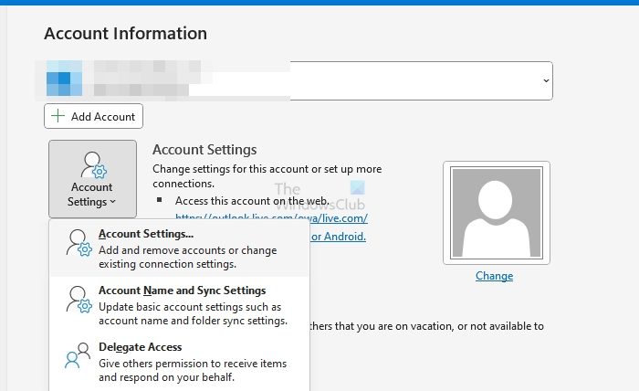 Outlook Account Settings