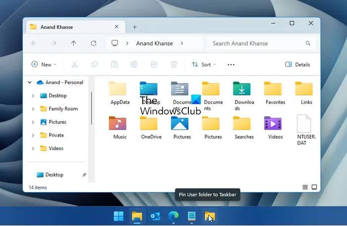 Pin User files or folders to Windows Taskbar