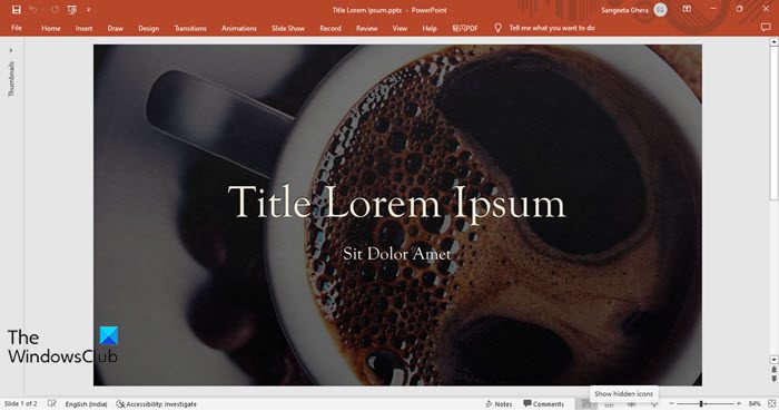 Powerpoint-Editorfenster Mit Minimierter Oberfläche