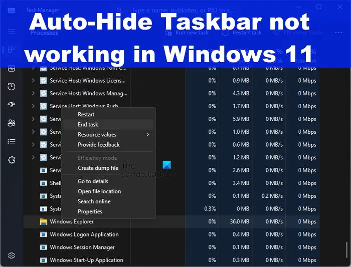 Auto-Hide Taskbar not working in Windows 11