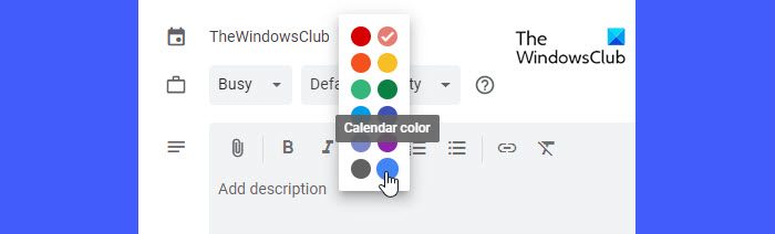 Switching back to the default calendar color