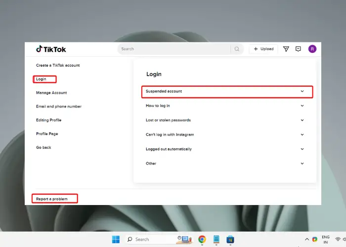 contact TikTok customer support to unlock locked account