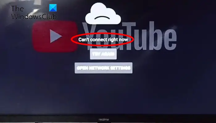 YouTube Can't connect right now