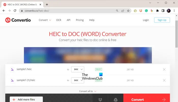 convert HEIC to DOC or DOCX