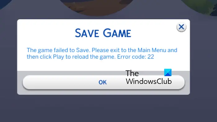 Fix The Sims 4 error code 22