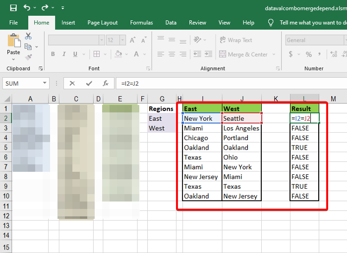 how to find discrepancies in excel using unique equals operator 