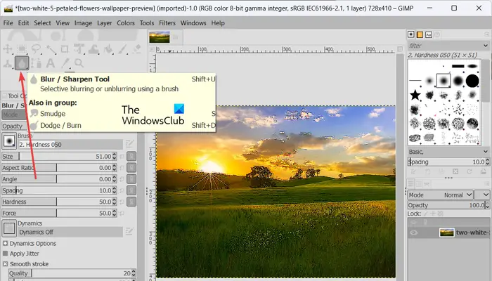 sharpen an image in GIMP