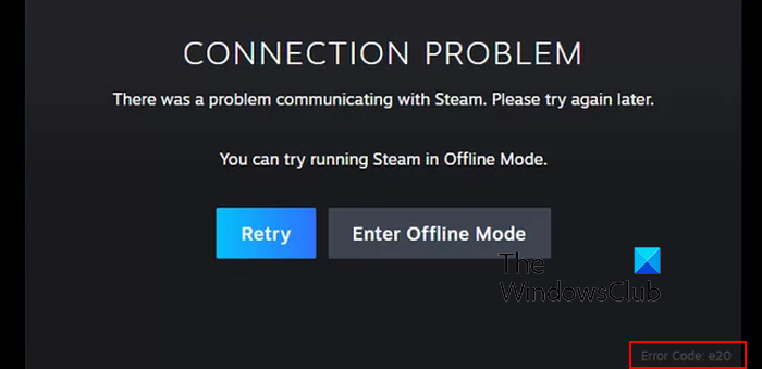Fix Steam Error Code e20