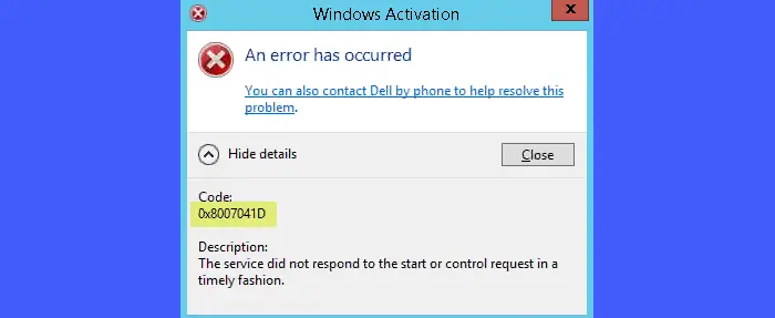 0x8007041D Windows Activation error