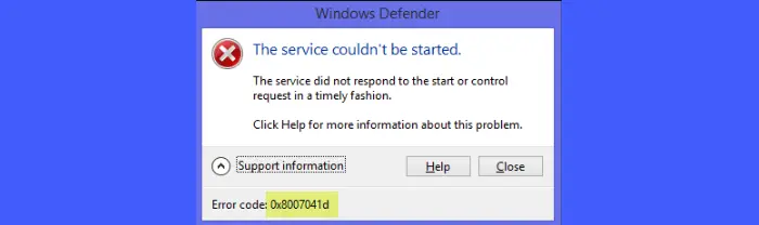0x8007041D Windows Defender error