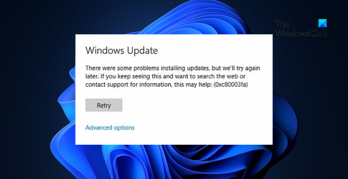 0xC80003FA Windows Update Error 0xC80003FA Windows Update Error