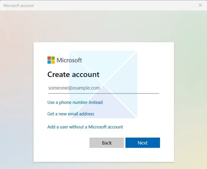 Add a User Without Microsoft Acc