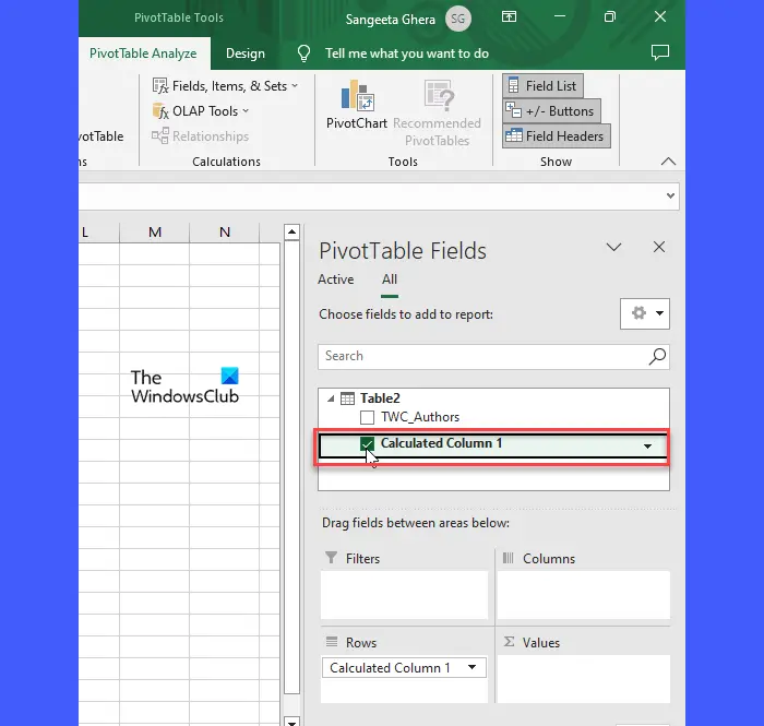 Adding data from Power Pivot