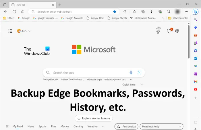 Backup Edge Bookmarks, Passwords, History, etc.