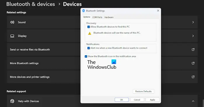 Bluetooth Settings Windows 11 Options