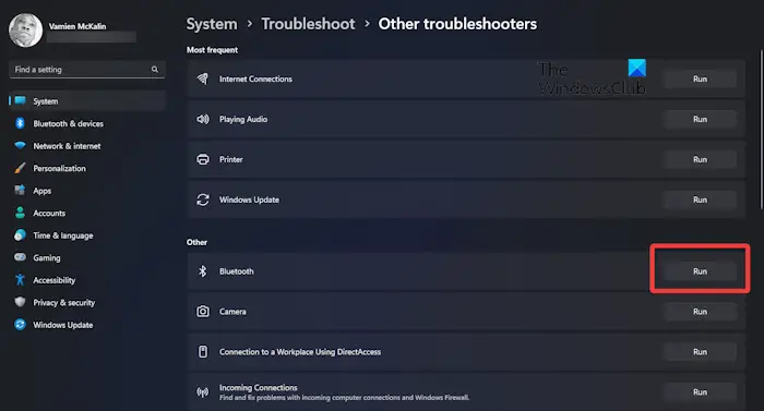 Bluetooth Troubleshooter Windows 11