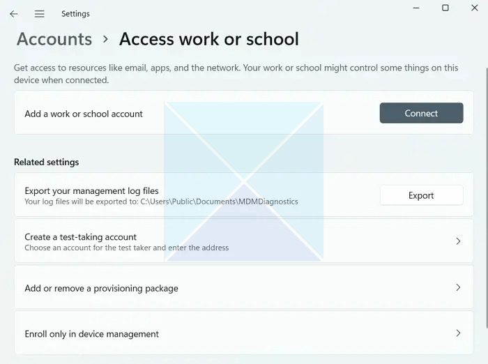 Connect Work or School Account