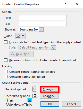 Content Control Properties Box How To Change The Tick In A Check Box In Word