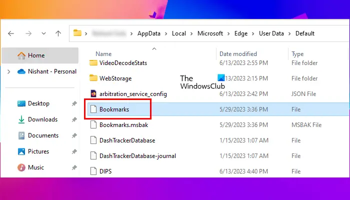 Edge bookmarks file