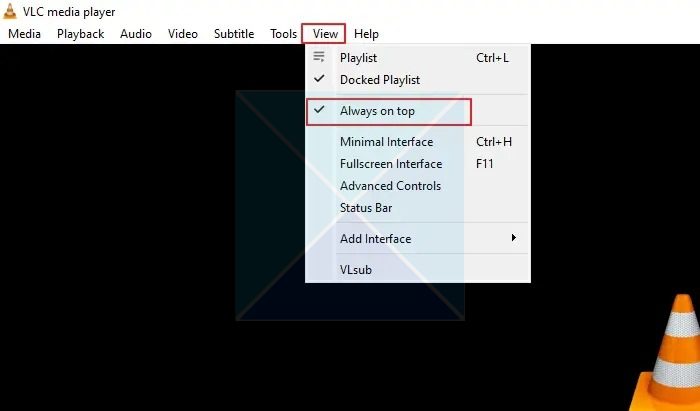 Enable the Always On Top Option On VLC