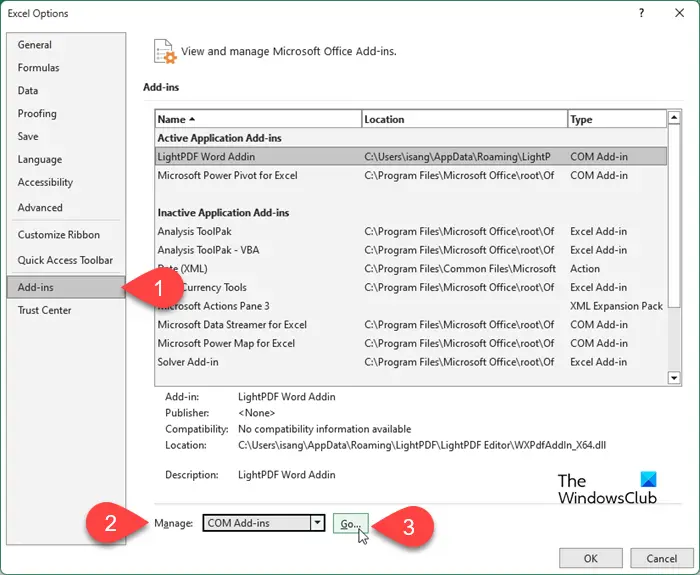 Excel COM Add-ins