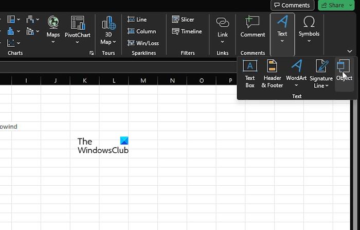 Excel Text Group Object