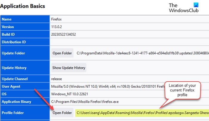 Firefox Profiles folder location on Windows