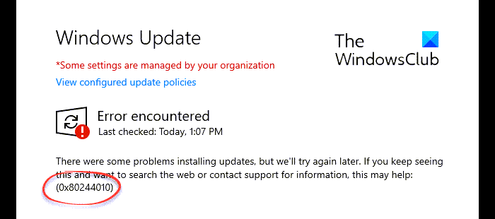 Fix 0x80244010 Windows Update Error