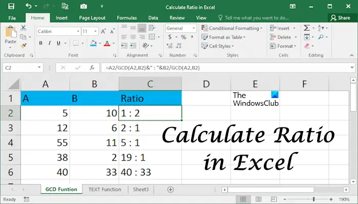 How to calculate ratio in Excel