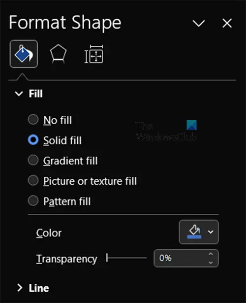 How to draw Venn diagrams in Word - Format shape panel - Fill color