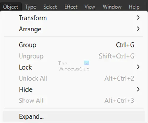 How to group and expand objects in Illustrator - Expand - top menu