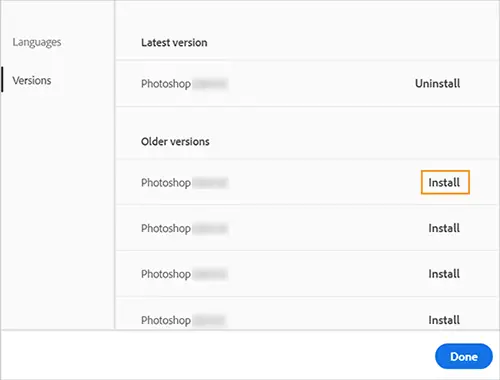 How to install previous versions of Adobe Creative Cloud apps - Install
