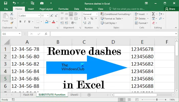 How to remove dashes in Excel