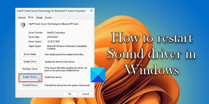 How to restart Sound driver in Windows